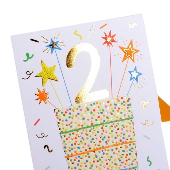 Biglietti auguri compleanno torta 2 anni 6pz