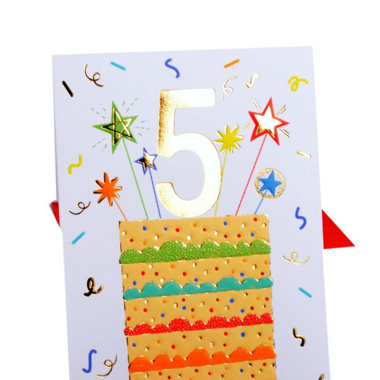 Biglietti auguri compleanno torta 5 anni 6pz