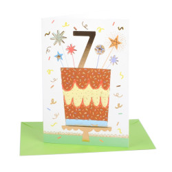 Biglietti auguri compleanno torta 7 anni 6pz