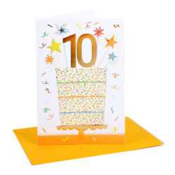 Biglietti auguri compleanno torta 10 anni 6pz