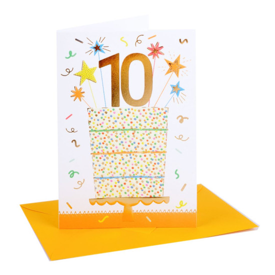 Biglietti auguri compleanno torta 10 anni 6pz