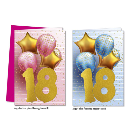 Assortimento biglietti 18 ANNI 8pz Assortimento biglietti 18 ANNI 8pz