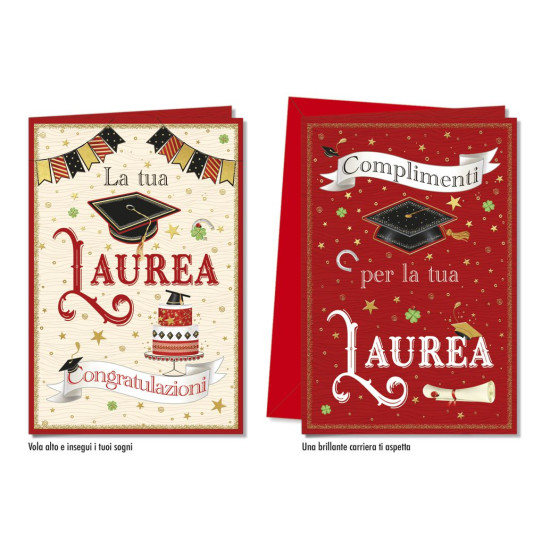 Biglietti auguri LAUREA classica 12pz