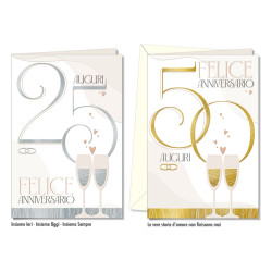 Biglietto auguri 25 e 50 ANNIVERSARIO 12pz