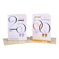 Biglietto auguri 25 e 50 ANNIVERSARIO 12pz