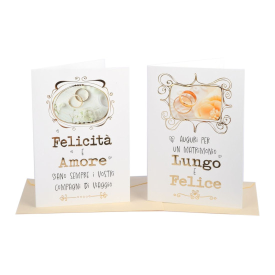 Biglietti auguri MATRIMONIO oro e rilievo 12pz