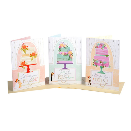 Biglietti auguri MATRIMONIO oro e rilievo 12pz Biglietti auguri MATRIMONIO oro e rilievo 12pz