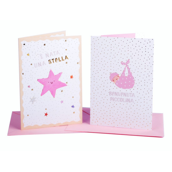 Biglietti auguri NASCITA bimba 12pz