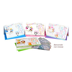 Biglietti auguri BATTESIMO cucciolotti portasoldi 12pz