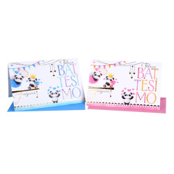 Biglietti auguri BATTESIMO cucciolotti portasoldi 12pz