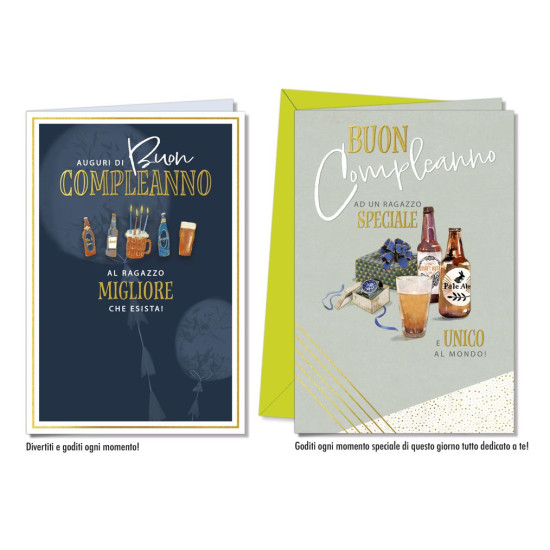 Biglietti auguri COMPLEANNO maschile oro 12pz