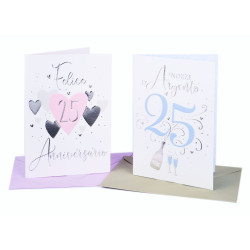 Biglietti augurali 25° anniversario nozze 12pz