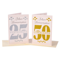 Biglietti augurali 50° e 25° anniversario nozze 12pz