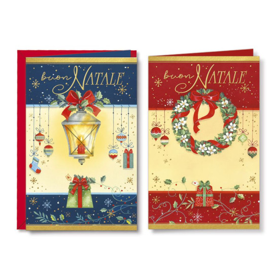 Biglietti auguri NATALE oro 9x14cm 120pz