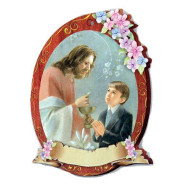 Tavoletta GESU' CON BIMBO in legno