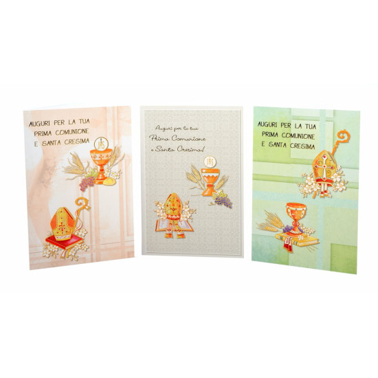 Biglietti auguri COMUNIONE CON CRESIMA 12pz Biglietti auguri COMUNIONE CON CRESIMA 12pz