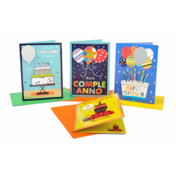 Biglietti auguri COMPLEANNO applicazioni 12pz