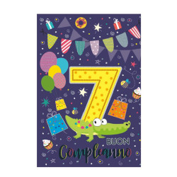 Biglietto auguri compleanno 7 anni 6pz