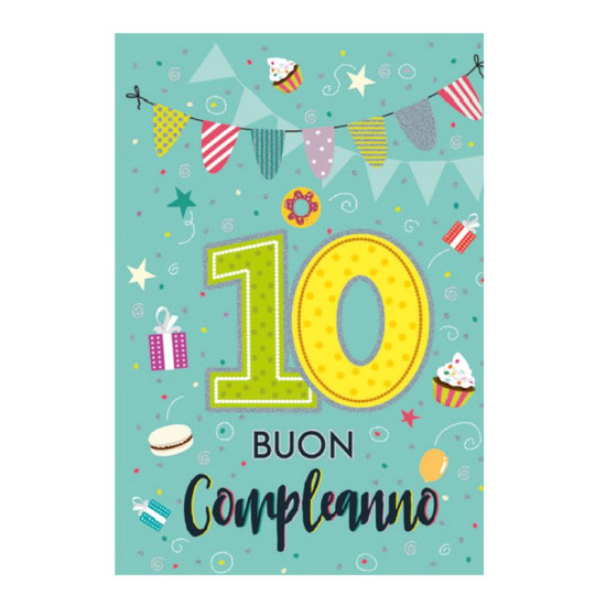 Biglietto Auguri 10 Anni con Busta – Confezione 6pz Biglietto Auguri 10 Anni con Busta – Confezione 6pz