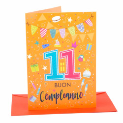 Biglietto auguri compleanno 11 anni 6pz