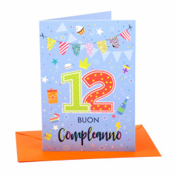 Biglietto auguri compleanno 12 anni 6pz
