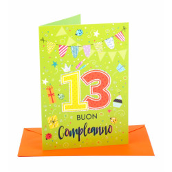 Biglietto auguri compleanno 13 anni 6pz
