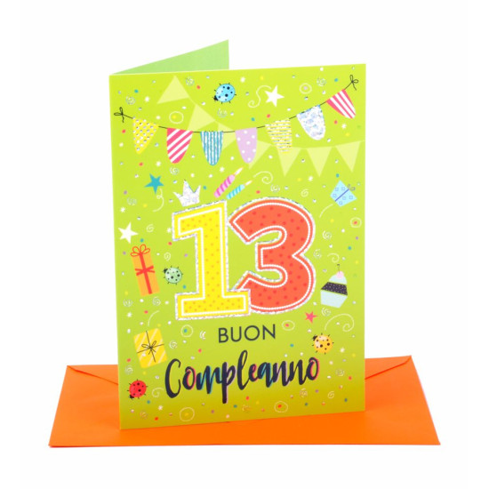 Biglietto auguri compleanno 13 anni 6pz