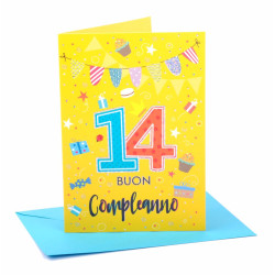 Biglietto auguri compleanno 14 anni 6pz