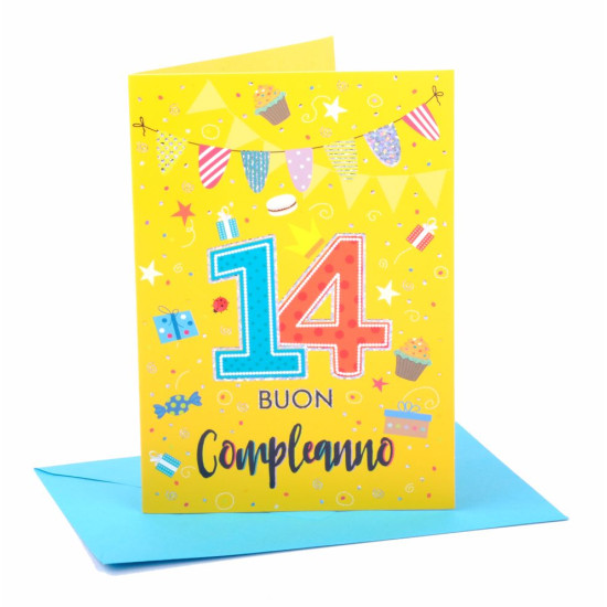Biglietto auguri compleanno 14 anni 6pz