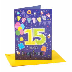 Biglietto auguri compleanno 15 anni 6pz