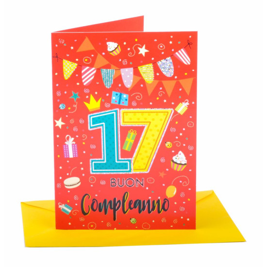 Biglietto auguri compleanno 17 anni 6pz