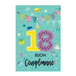 Biglietto auguri compleanno 18 anni 6pz