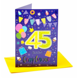 Biglietto auguri compleanno 45 anni 8pz