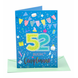 Biglietto auguri compleanno 52 anni 6pz