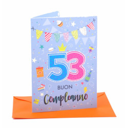 Biglietto auguri compleanno 53 anni 6pz