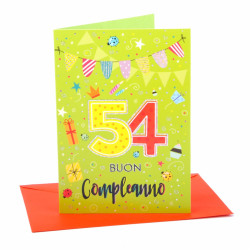 Biglietto auguri compleanno 54 anni 6pz