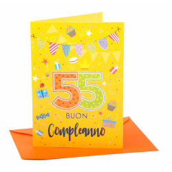 Biglietto auguri compleanno 55 anni 6pz