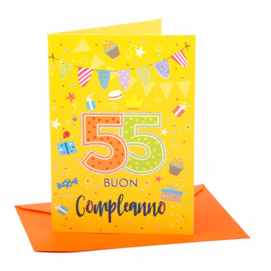 Biglietto auguri compleanno 55 anni 6pz