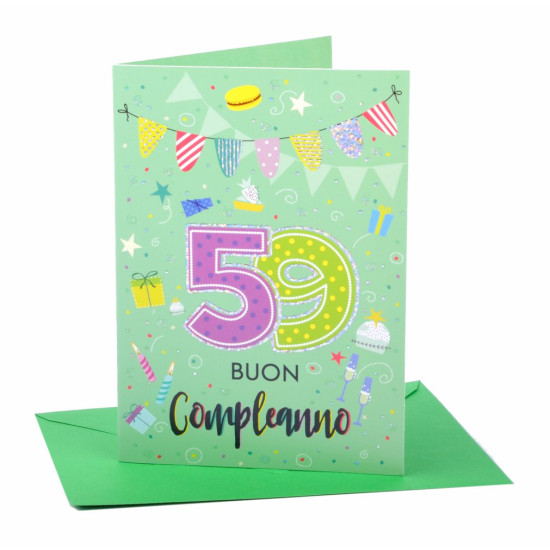 Biglietto auguri compleanno 59 anni 6pz