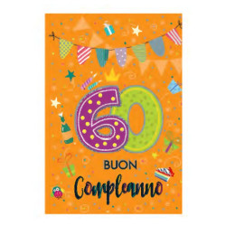 Biglietto auguri compleanno 60 anni 6pz