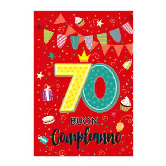 Biglietto auguri compleanno 70 anni 6pz