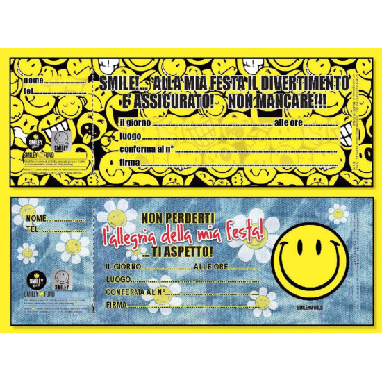 Blocchetti invito festa SMILEY 24pz