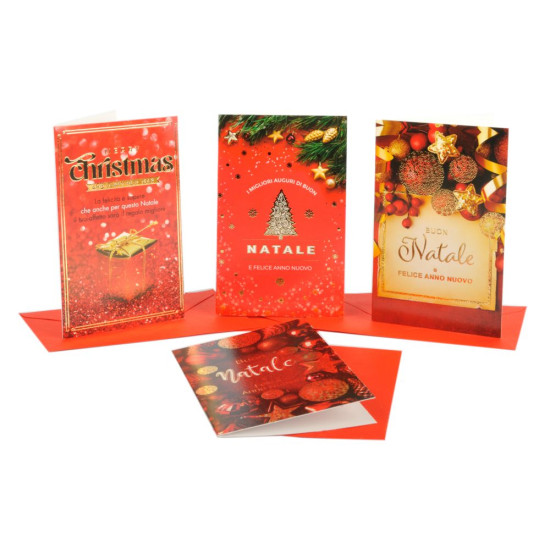 Biglietti auguri ROSSO NATALE medi 8,5x13,5 60pz Biglietti auguri ROSSO NATALE medi 8,5x13,5 60pz