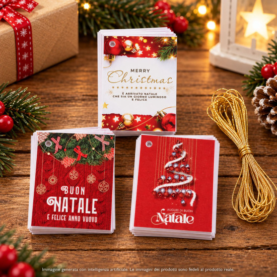 Bigliettini Chiudipacco Natale Assortiti con Glitter – 180 Pezzi Bigliettini Chiudipacco Natale Assortiti con Glitter – 180 Pezzi