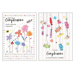 Biglietti COMPLEANNO rame/rilievo 12pz