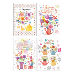 Biglietti auguri COMPLEANNO rame/rilievo 12pz