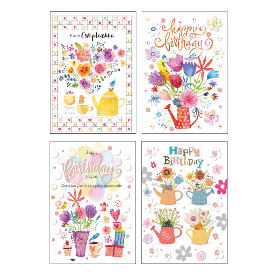 Biglietti auguri COMPLEANNO rame/rilievo 12pz