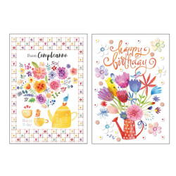 Biglietti auguri COMPLEANNO rame/rilievo 12pz