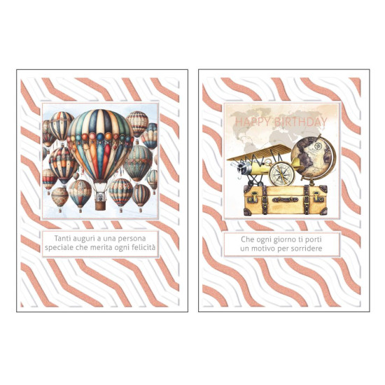 Biglietti auguri COMPLEANNO maschile rame e rilievo 12pz