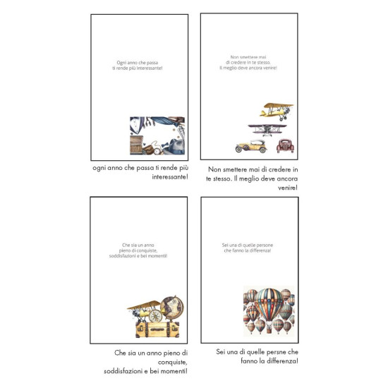 Biglietti auguri COMPLEANNO maschile rame e rilievo 12pz